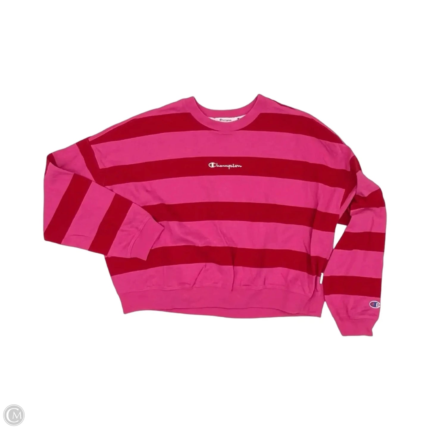 Top Long Sleeve By Champion In Pink & Red, Size: M