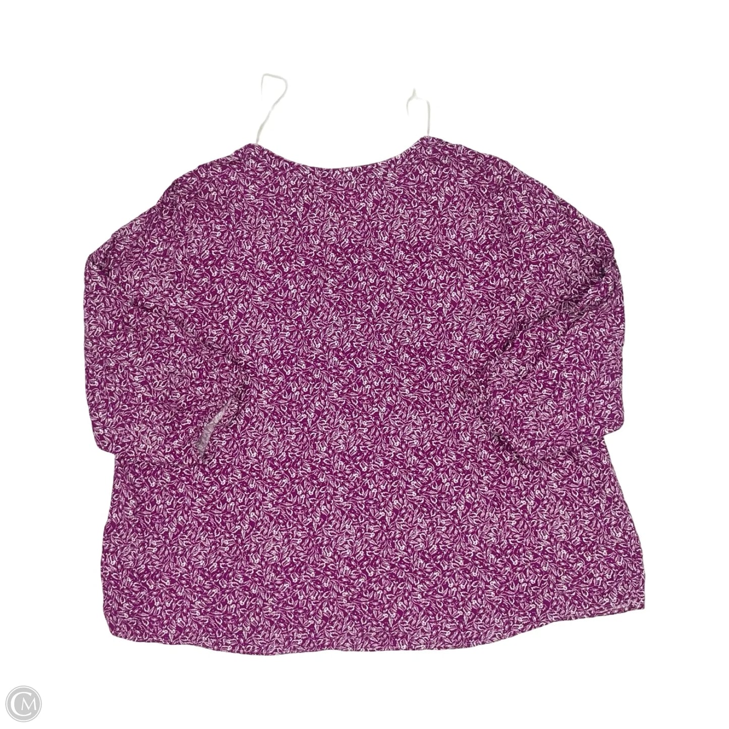 Top Long Sleeve By Croft And Barrow In Purple & White, Size: 2x