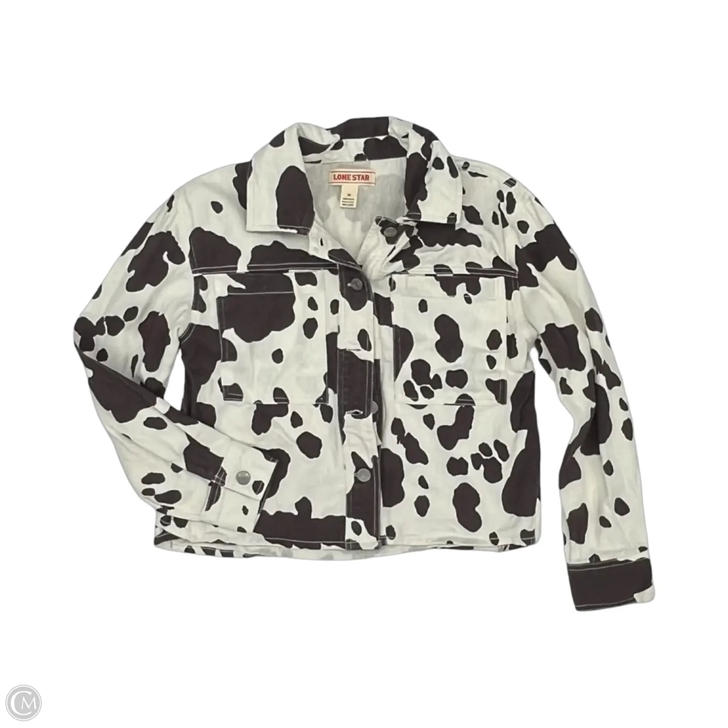 Jacket Denim By Clothes Mentor In Cream Denim, Size: M