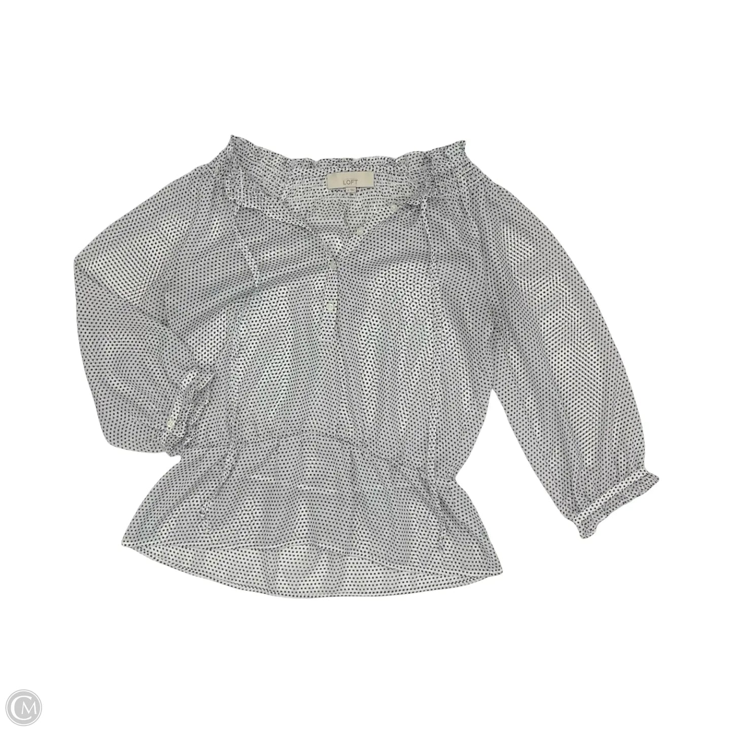 Blouse Long Sleeve By Loft In Black & White, Size: S