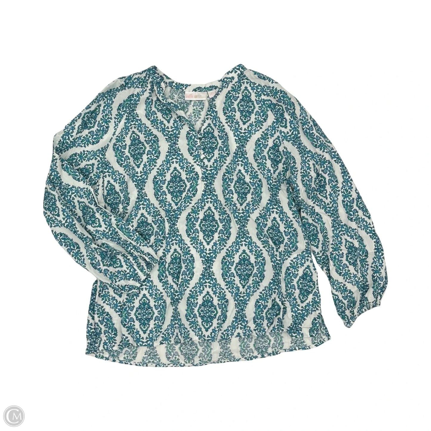 Top Long Sleeve By Clothes Mentor In Blue & White, Size: Xl
