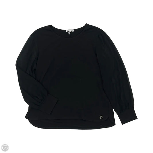 Blouse Long Sleeve By Calvin Klein In Black, Size: L