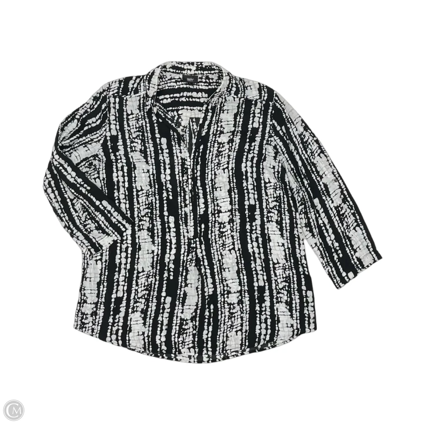 Blouse Long Sleeve By Mossimo In Black & White, Size: L