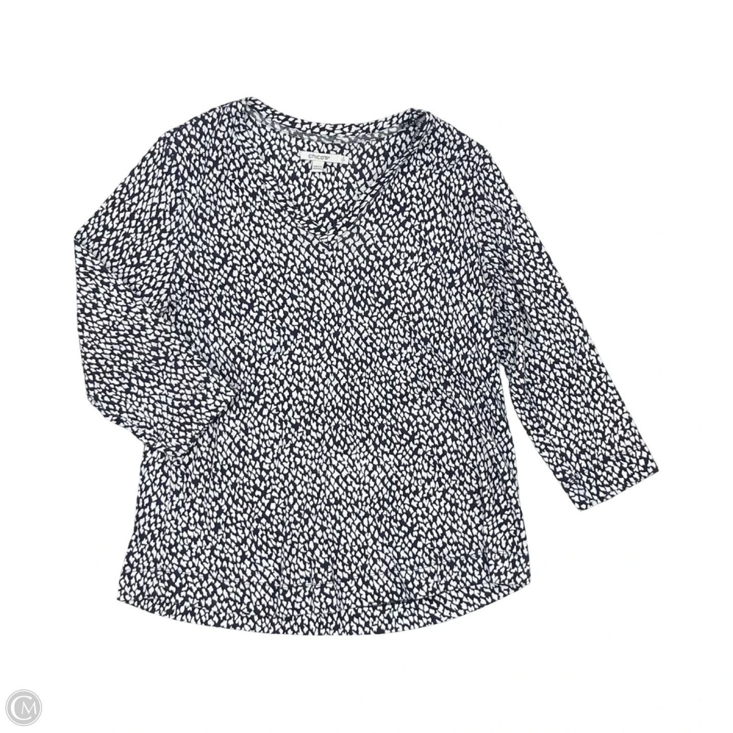 Top Long Sleeve By Chicos In Blue & White, Size: L