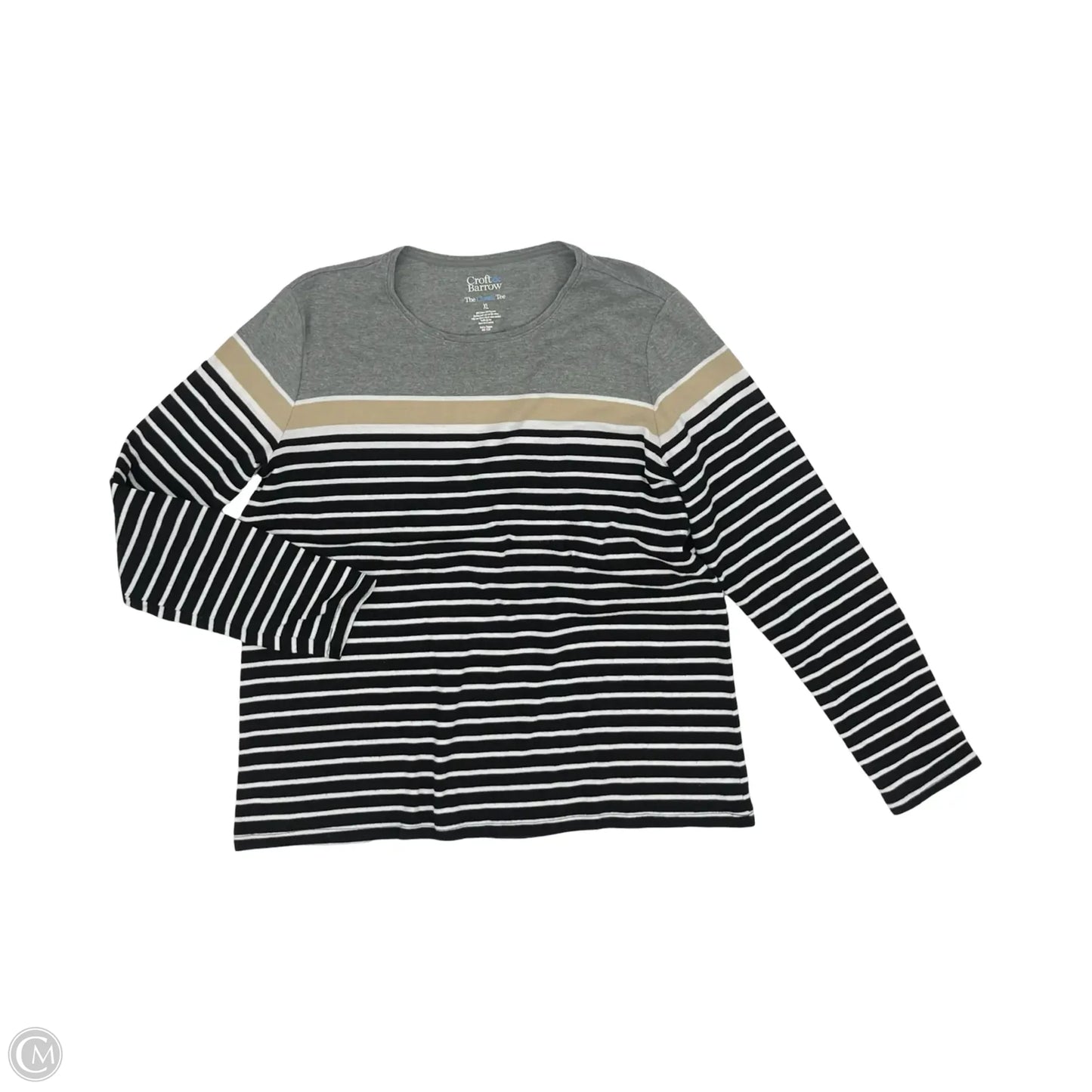 Top Long Sleeve By Croft And Barrow In Black & Grey, Size: Xl