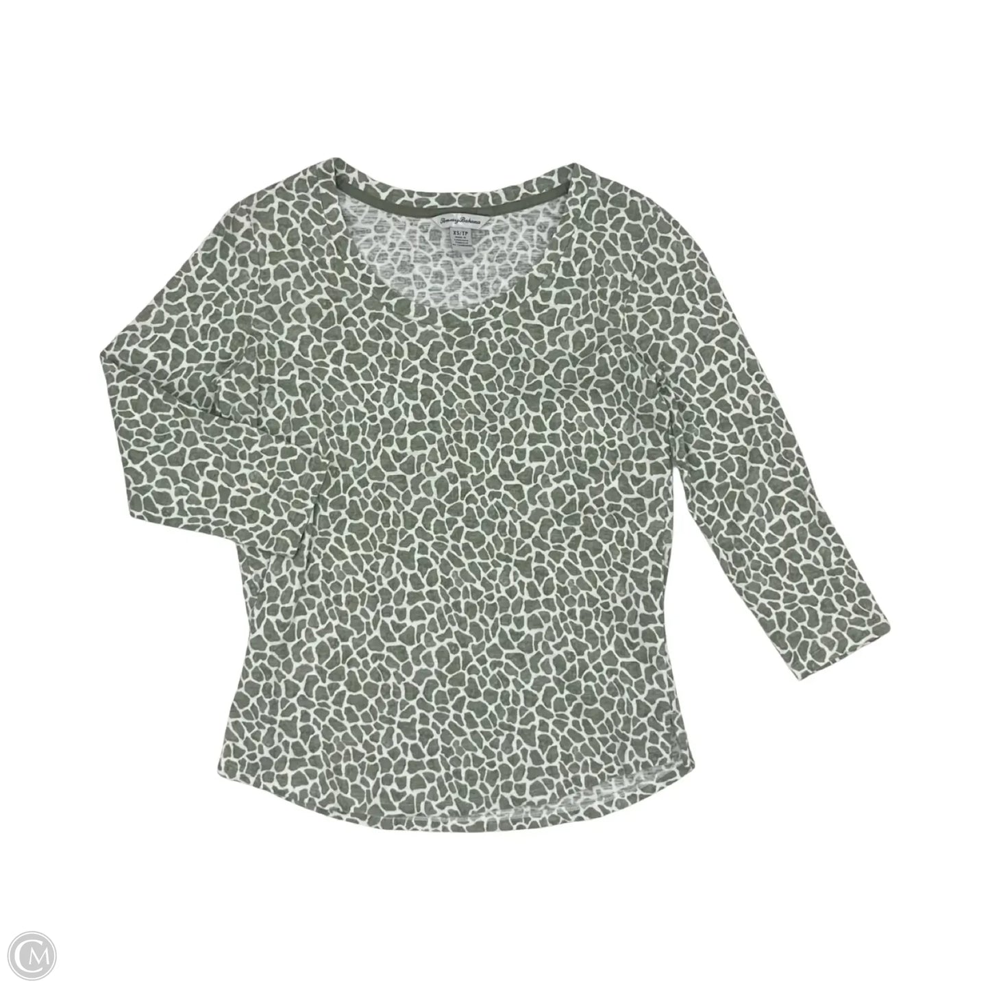 Top 3/4 Sleeve By Tommy Bahama In Green & White, Size: Xs