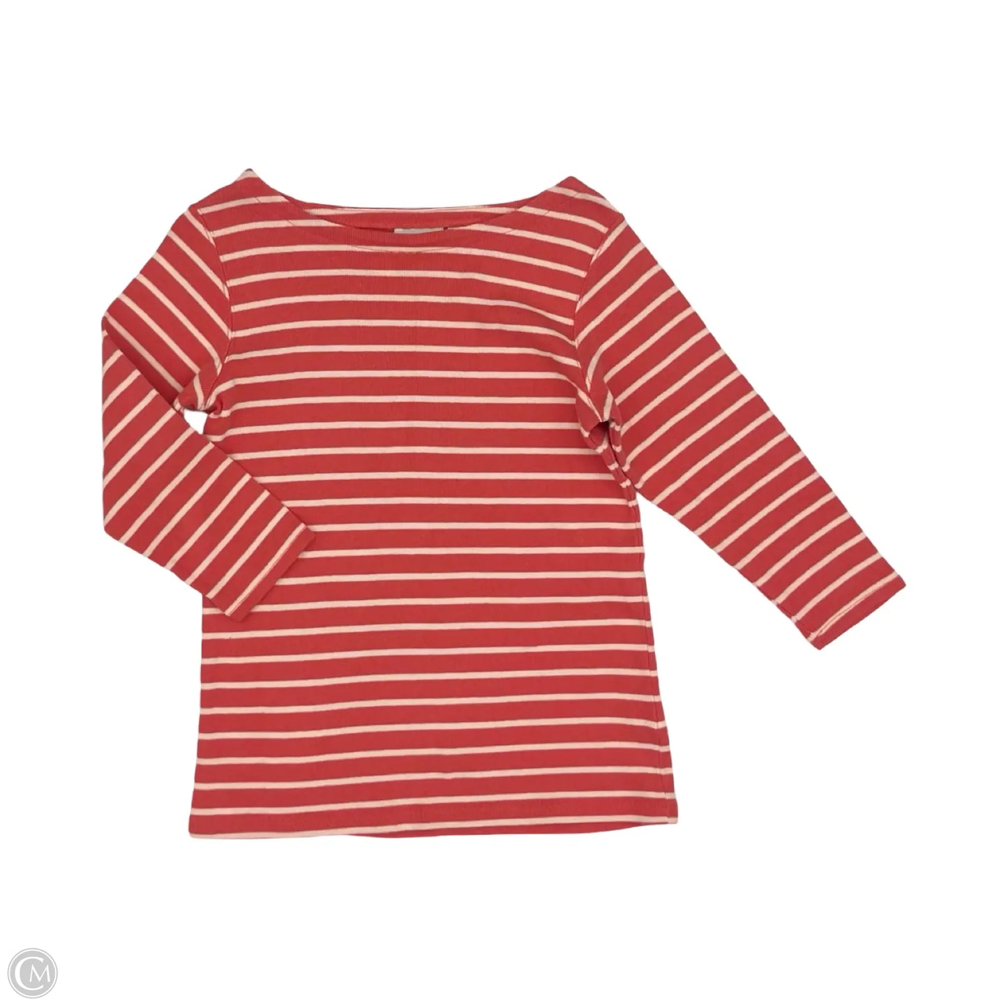 Top 3/4 Sleeve By L.l. Bean In Pink & White, Size: S