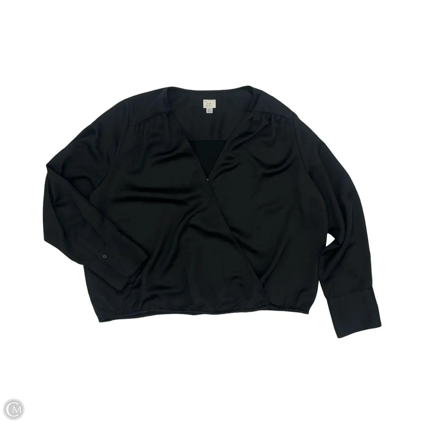 Blouse Long Sleeve By A New Day In Black, Size: Xxl