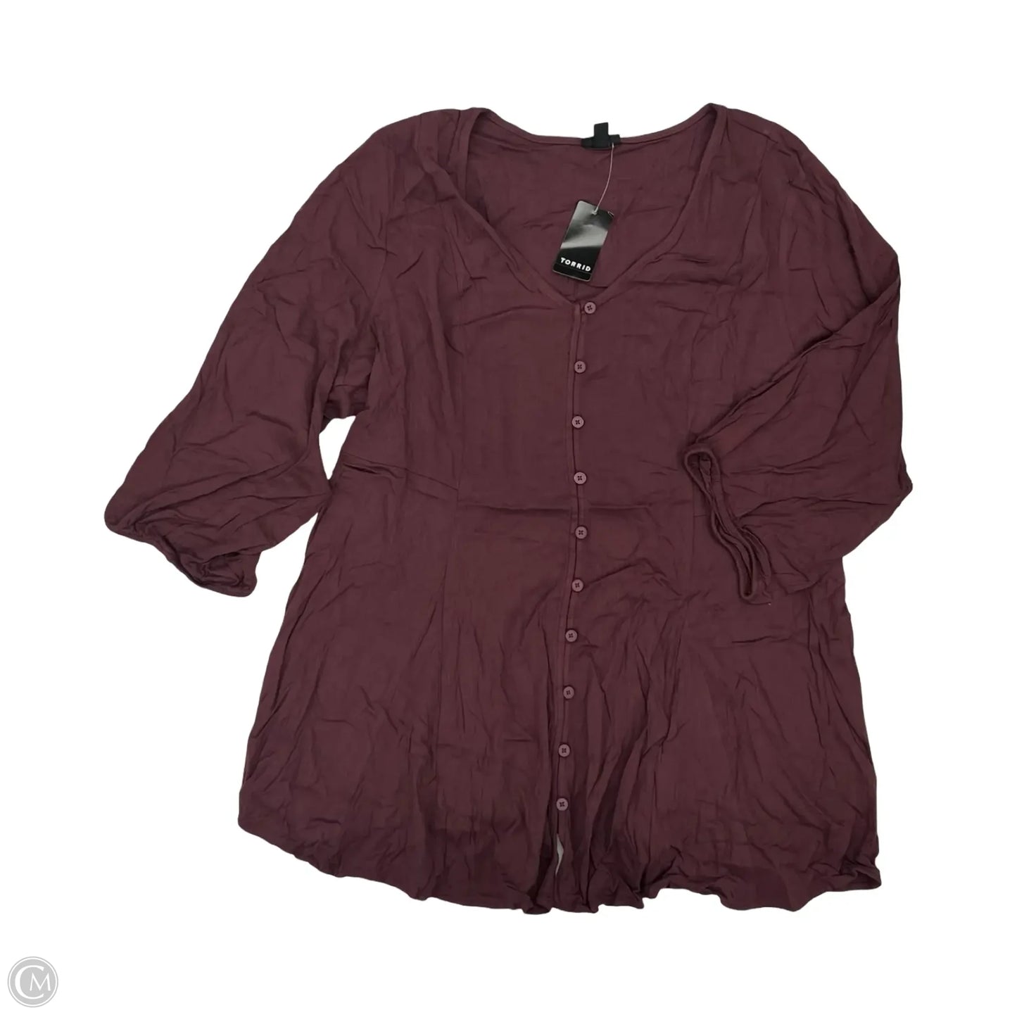 Top 3/4 Sleeve By Torrid In Maroon, Size: 2x