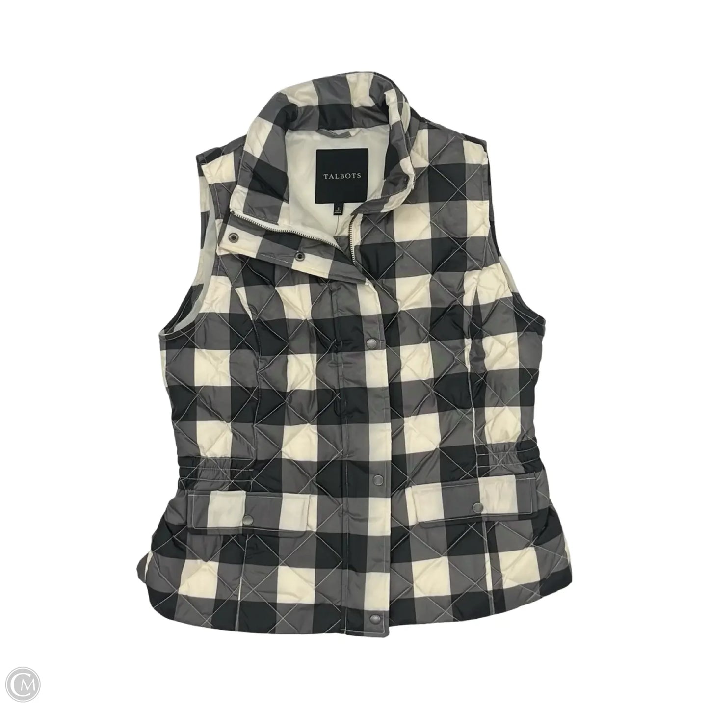 Vest Puffer & Quilted By Talbots In Cream & Grey, Size: S