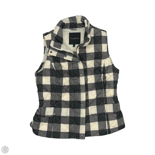 Vest Puffer & Quilted By Talbots In Cream & Grey, Size: S