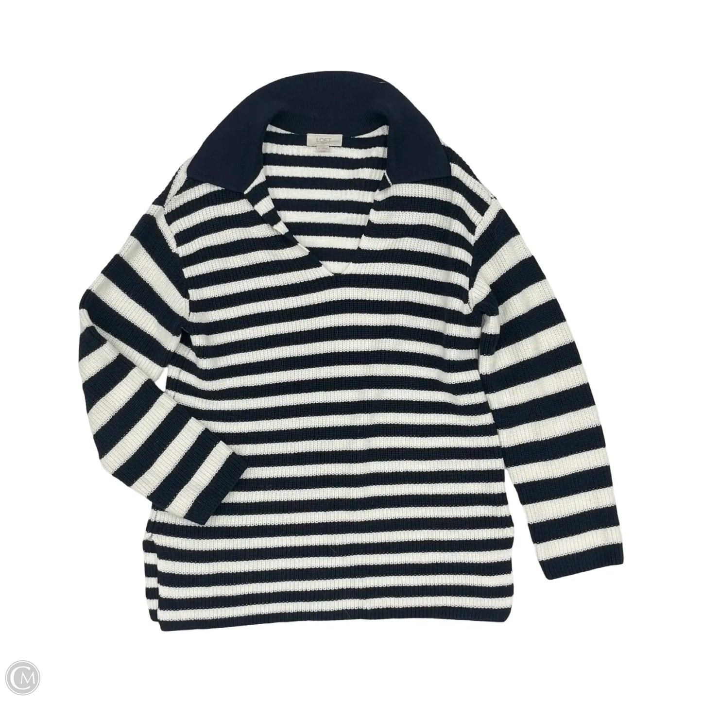 Sweater By Loft In Blue & White, Size: S