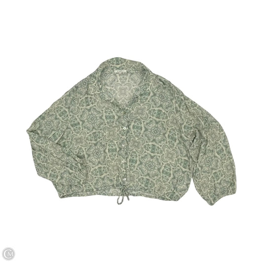 Top Long Sleeve By Z Supply In Cream & Green, Size: L