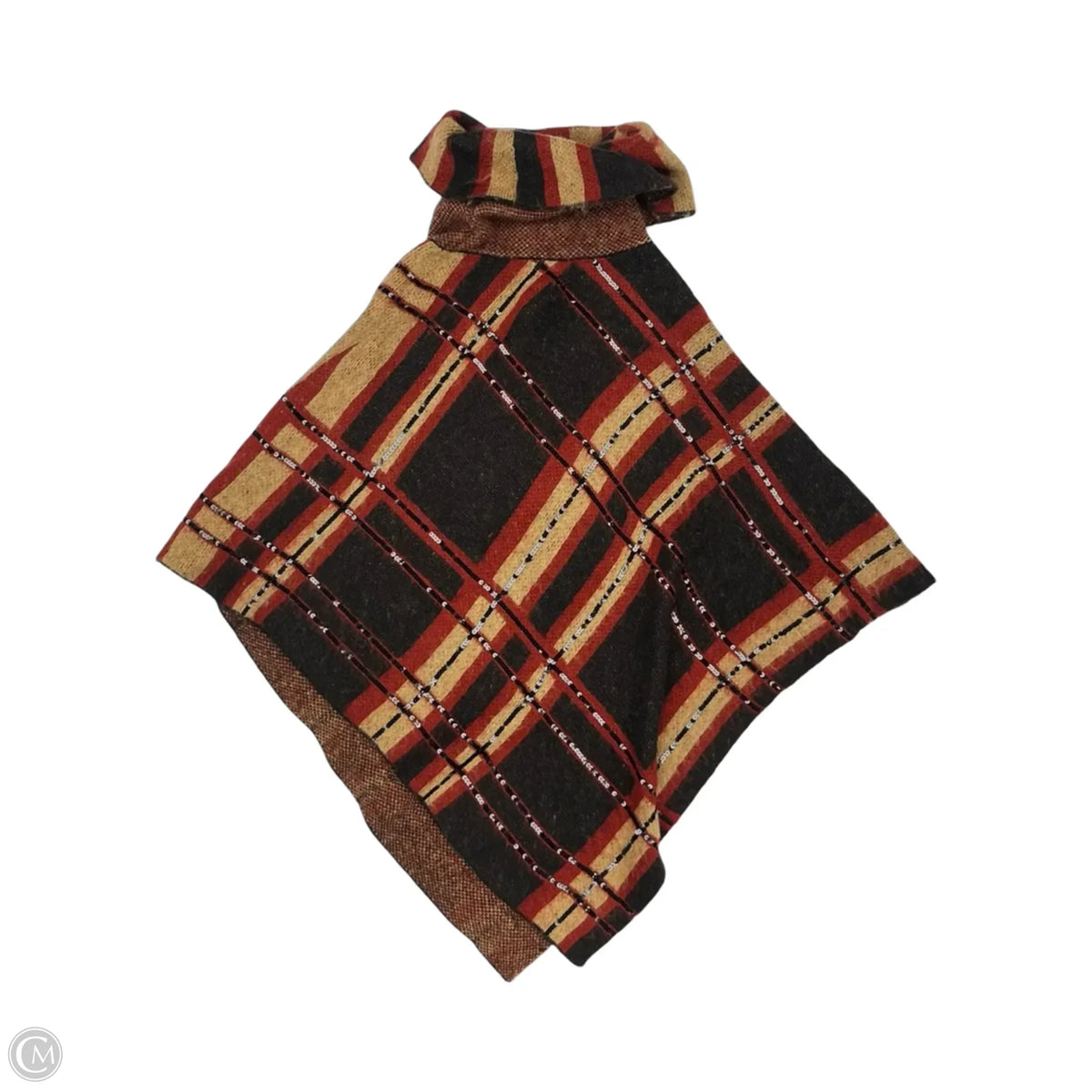 Poncho By Chicos In Red & Tan, Size: L