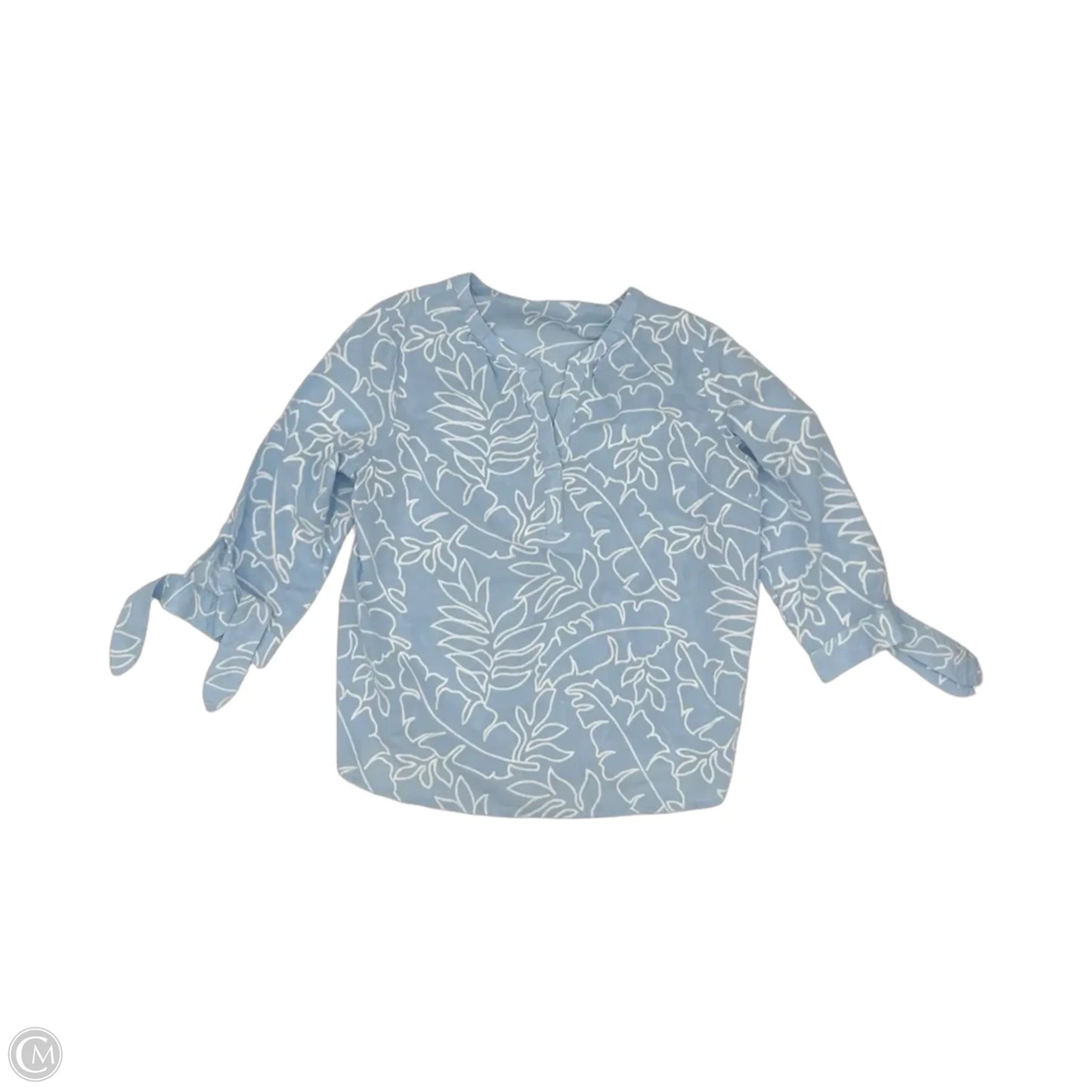 Top Long Sleeve By J. Jill In Blue & White, Size: L
