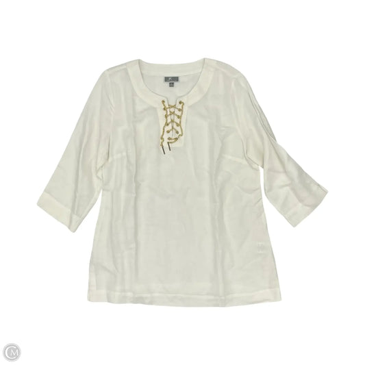 Top Long Sleeve By Jm Collections In White, Size: L
