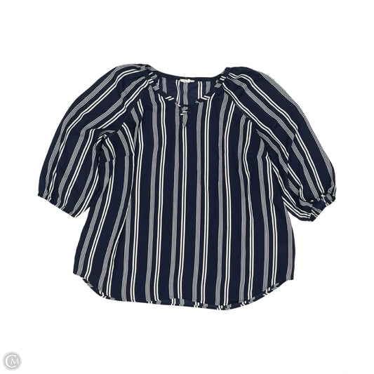 Blouse 3/4 Sleeve By Maurices In Blue & White, Size: 2x