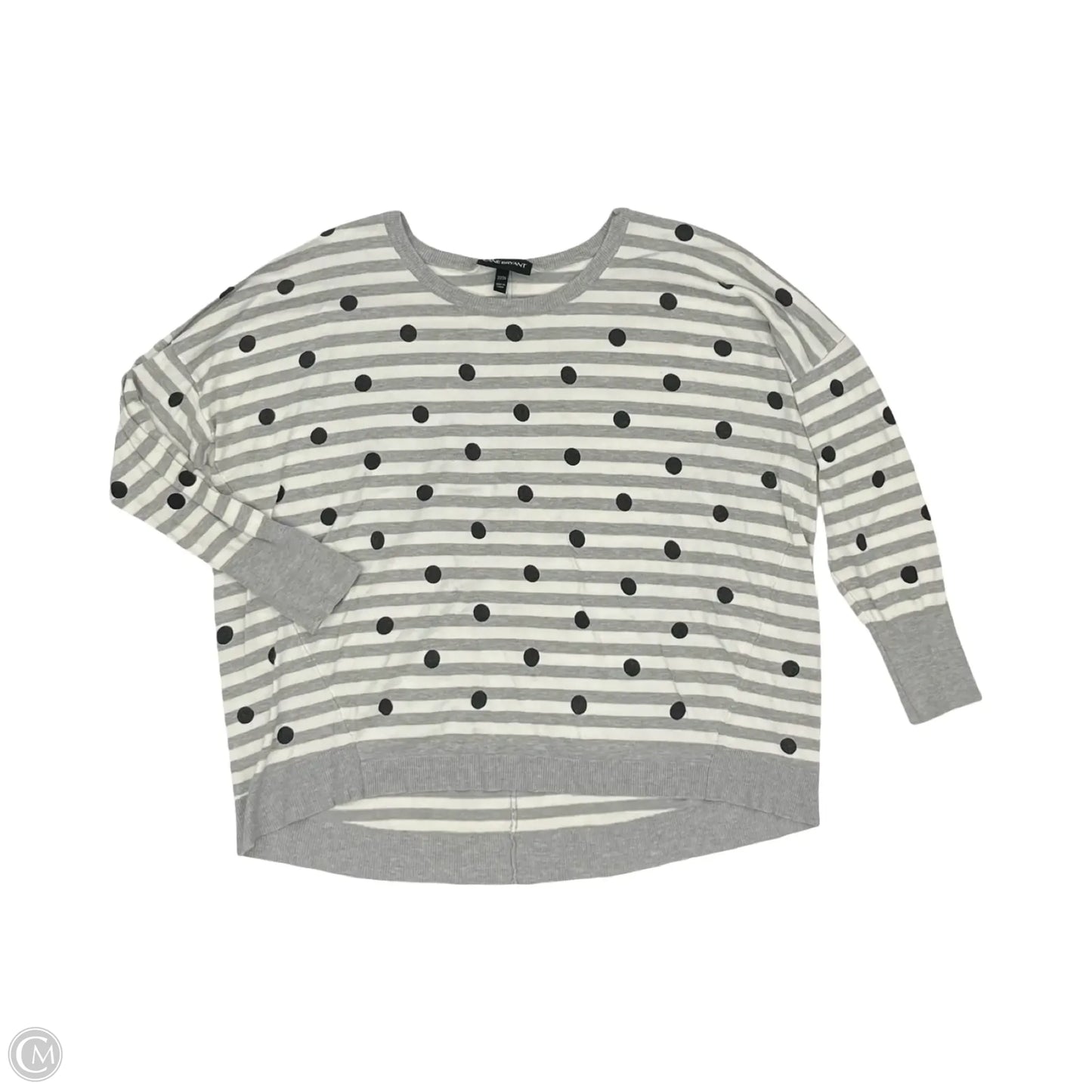 Top Long Sleeve By Lane Bryant In Grey & White, Size: 3x