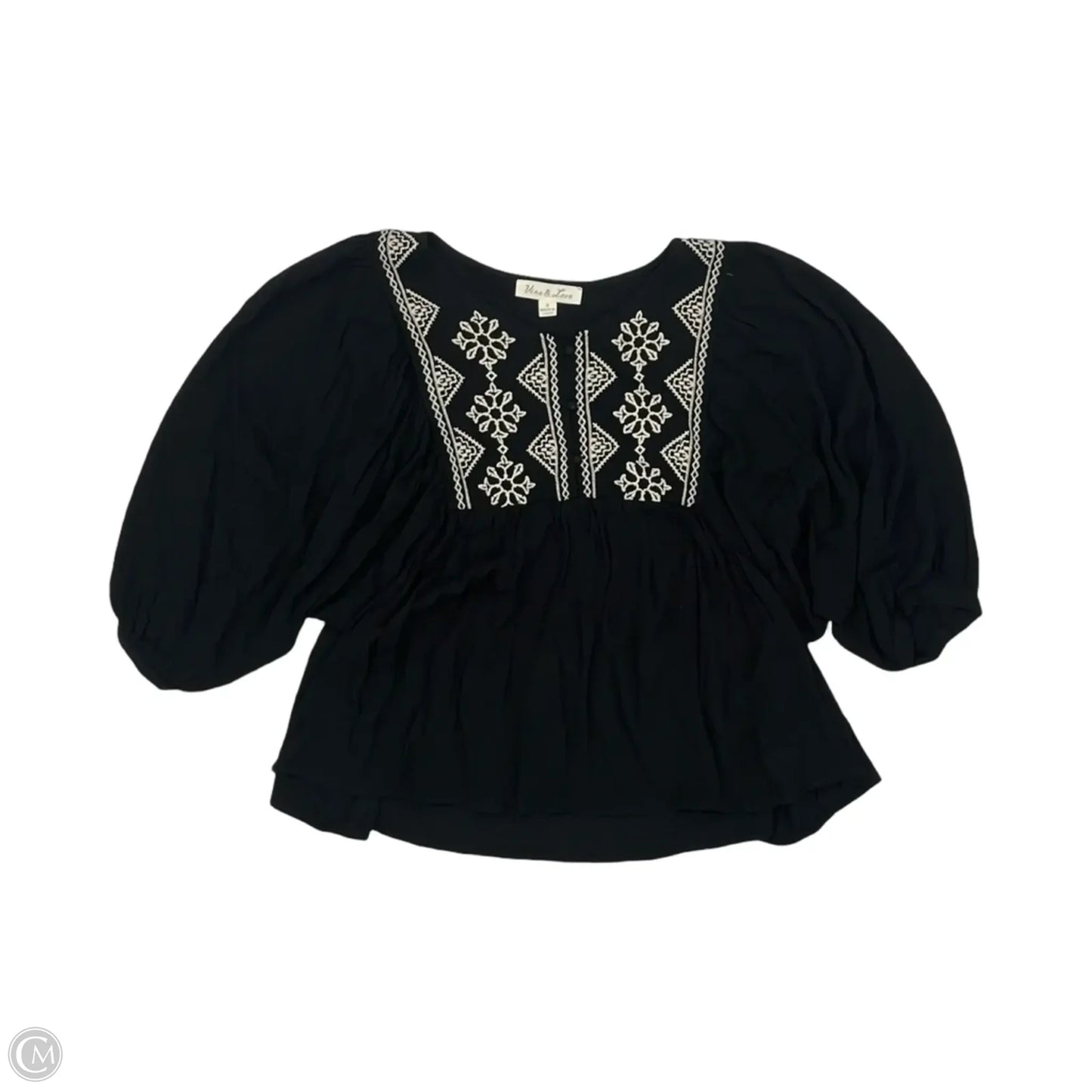 Top Long Sleeve By Vine & Love In Black, Size: S