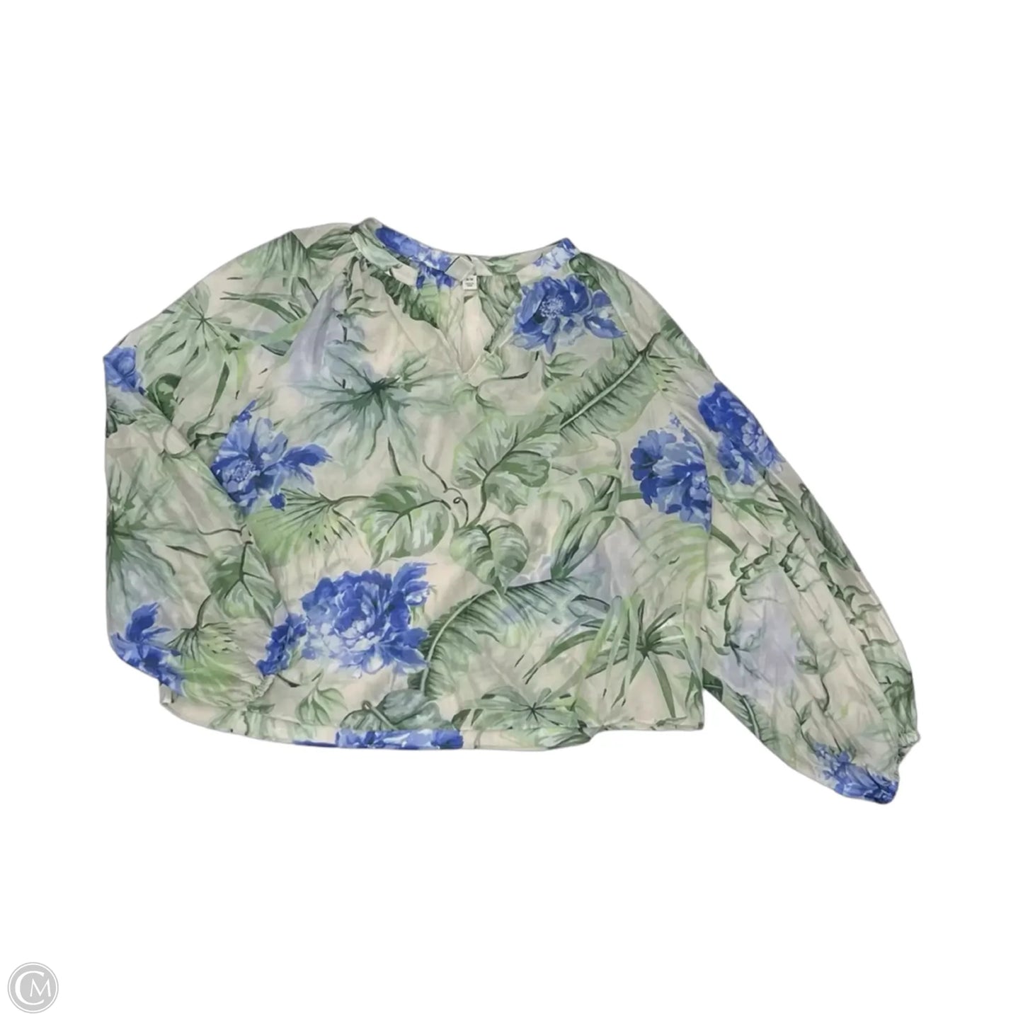 Blouse Long Sleeve By Joie In Blue & Green, Size: M