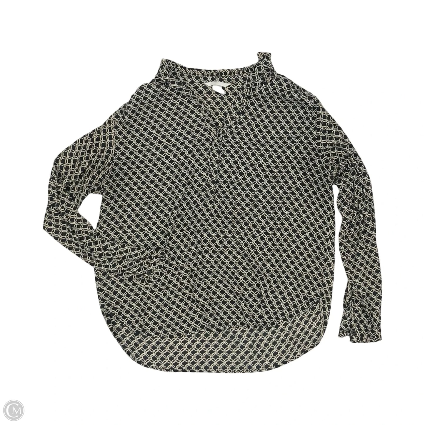 Blouse Long Sleeve By H&m In Black & Tan, Size: M