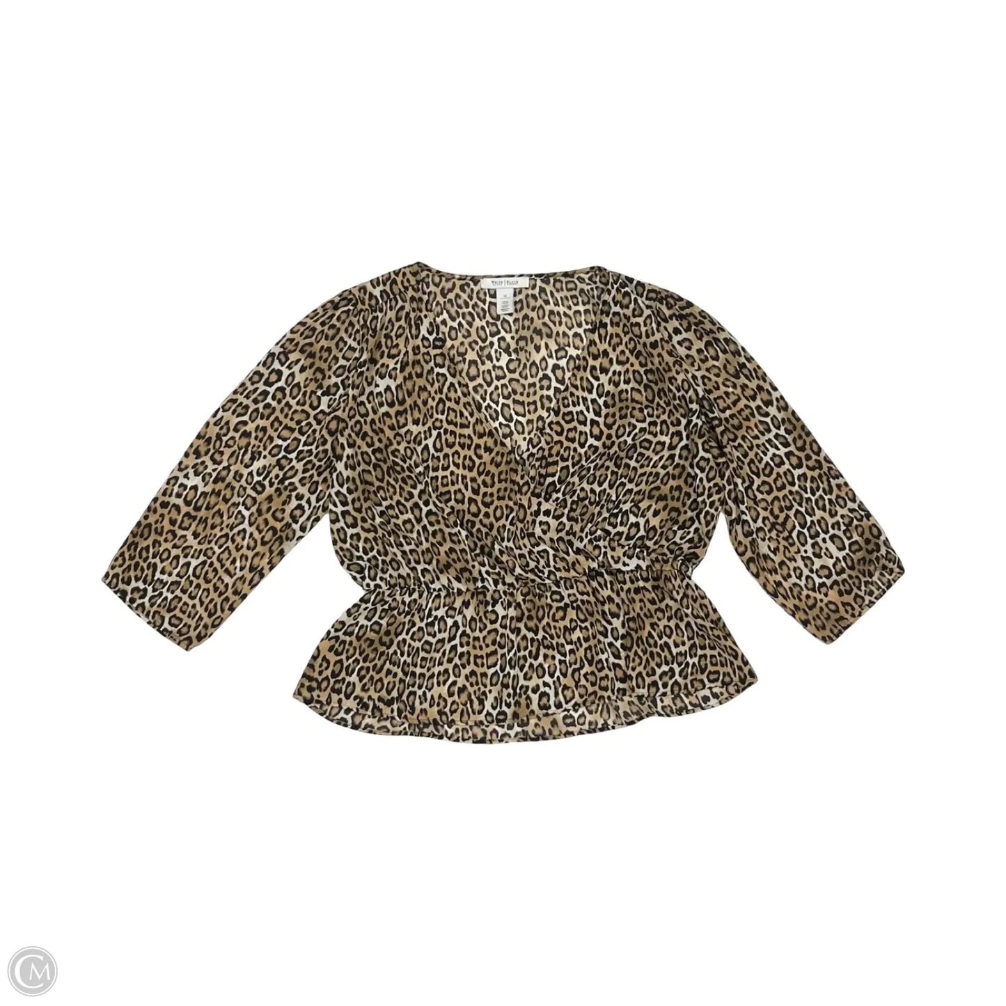 Blouse Long Sleeve By White House Black Market In Leopard Print, Size: L