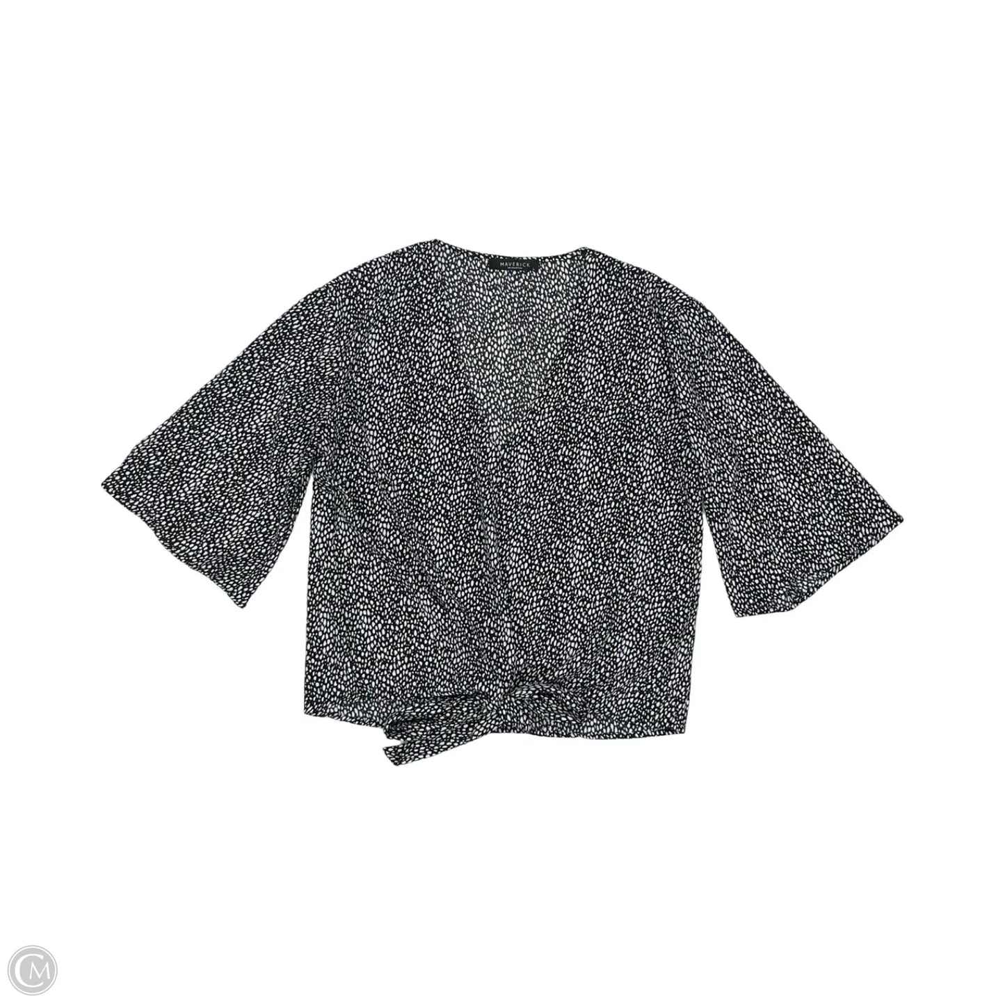 Blouse 3/4 Sleeve By Clothes Mentor In Black & White, Size: L