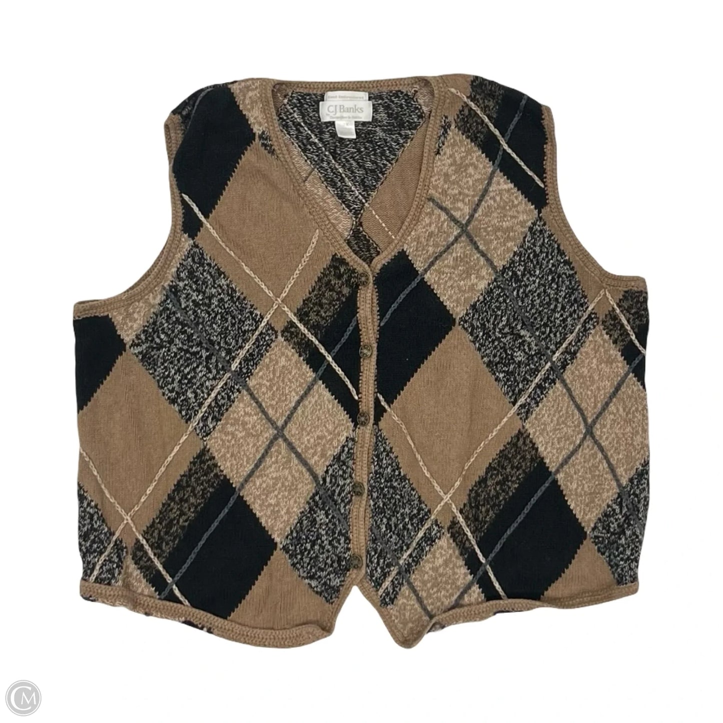 Vest Sweater By Cj Banks In Black & Brown, Size: 2x