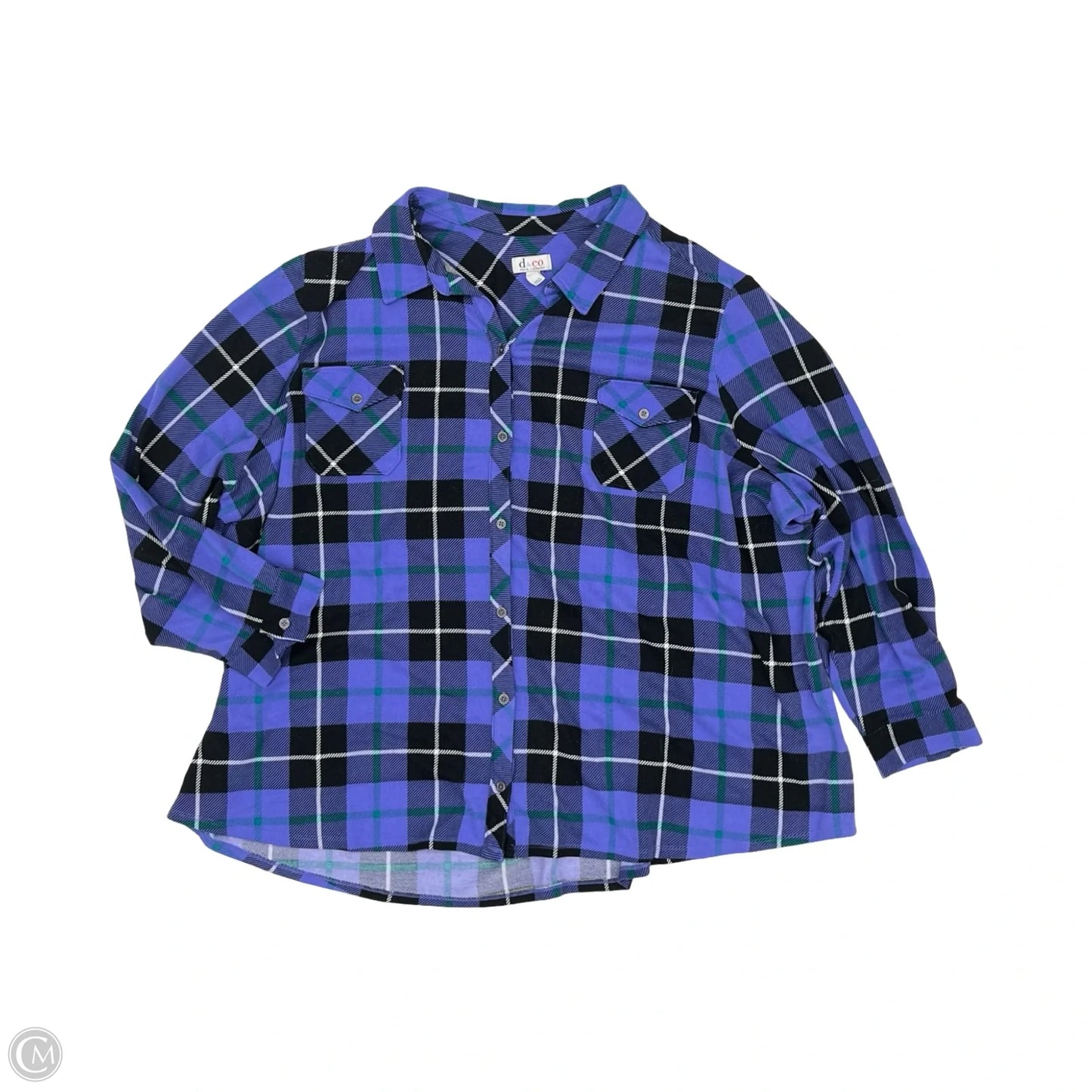 Top Long Sleeve By D&co. In Blue, Size: 5