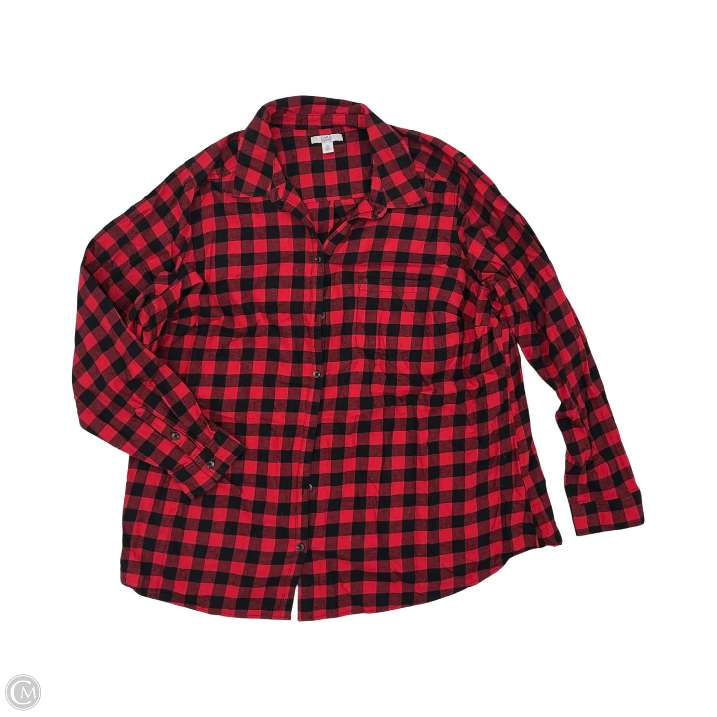 Top Long Sleeve By Croft And Barrow In Black & Red, Size: 2x