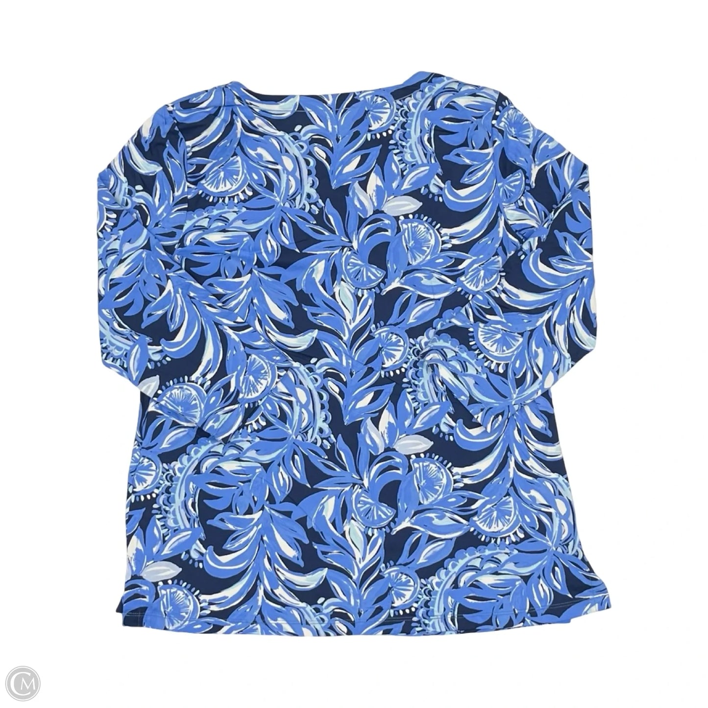 Top 3/4 Sleeve Designer By Lilly Pulitzer In Blue, Size: L