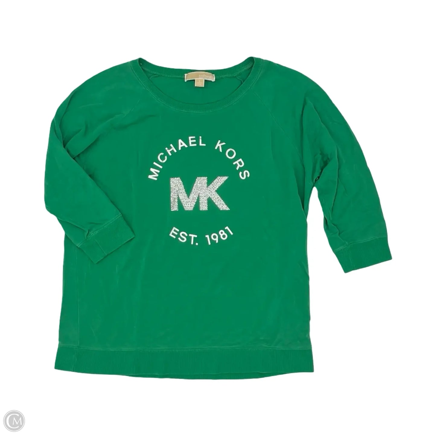 Top 3/4 Sleeve Designer By Michael Kors In Green, Size: L