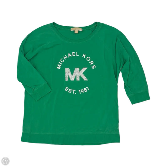 Top 3/4 Sleeve Designer By Michael Kors In Green, Size: L