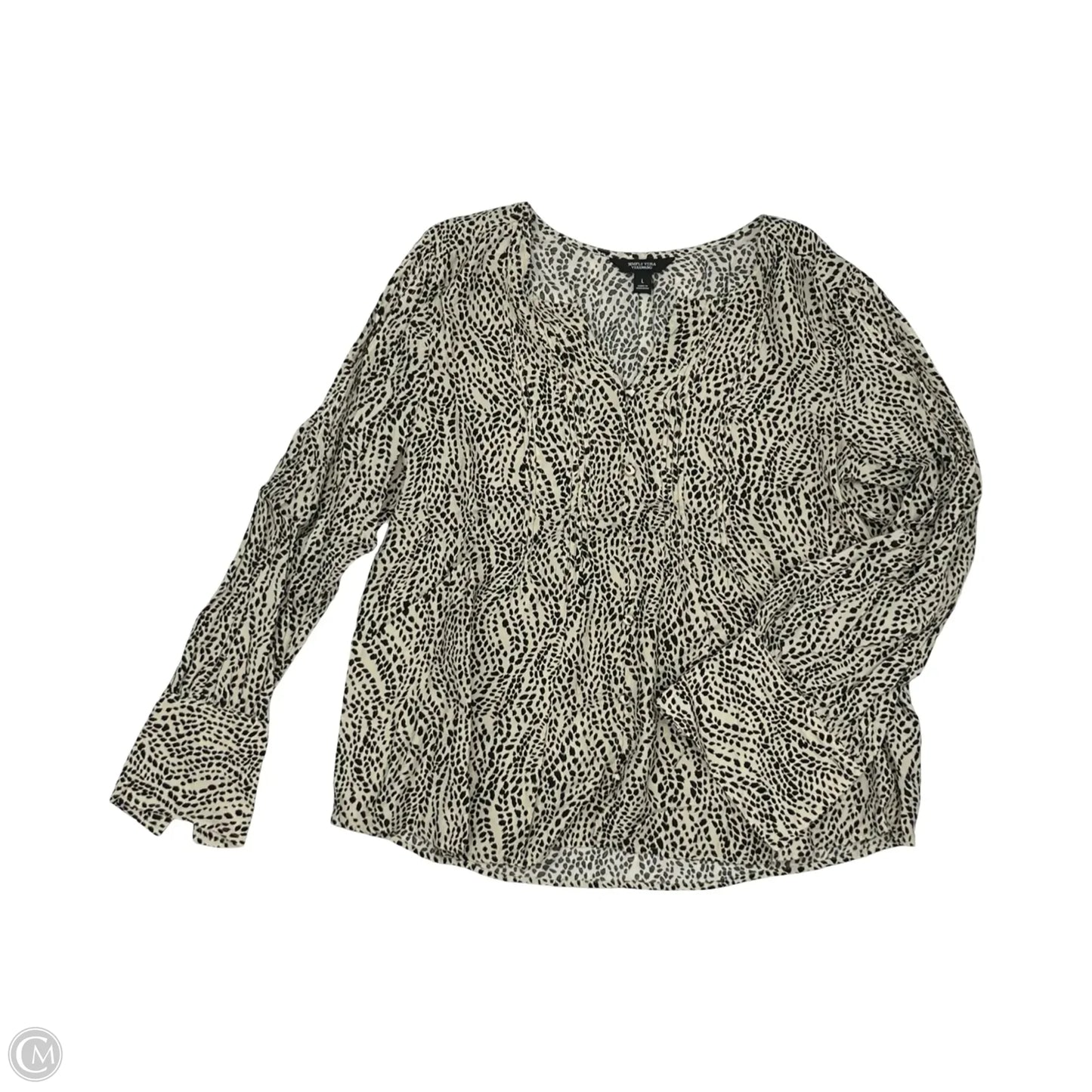 Blouse Long Sleeve By Simply Vera In Black & Tan, Size: L
