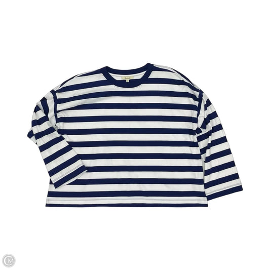Top Long Sleeve By Madewell In Blue & White, Size: M