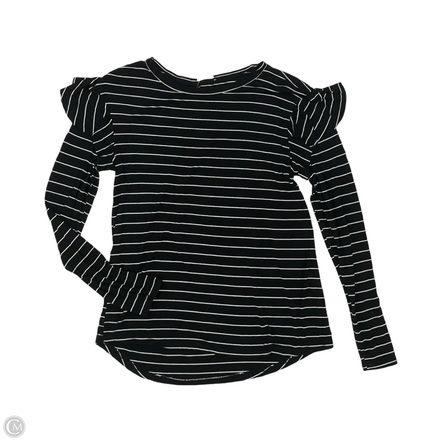 Top Long Sleeve By Hem & Thread In Black & White, Size: S