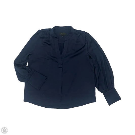 Blouse Long Sleeve By Banana Republic In Navy, Size: L