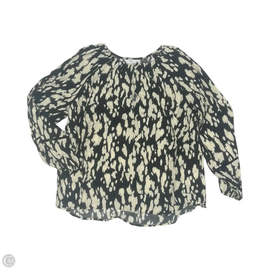 Blouse Long Sleeve By Time And Tru In Black & Cream, Size: M