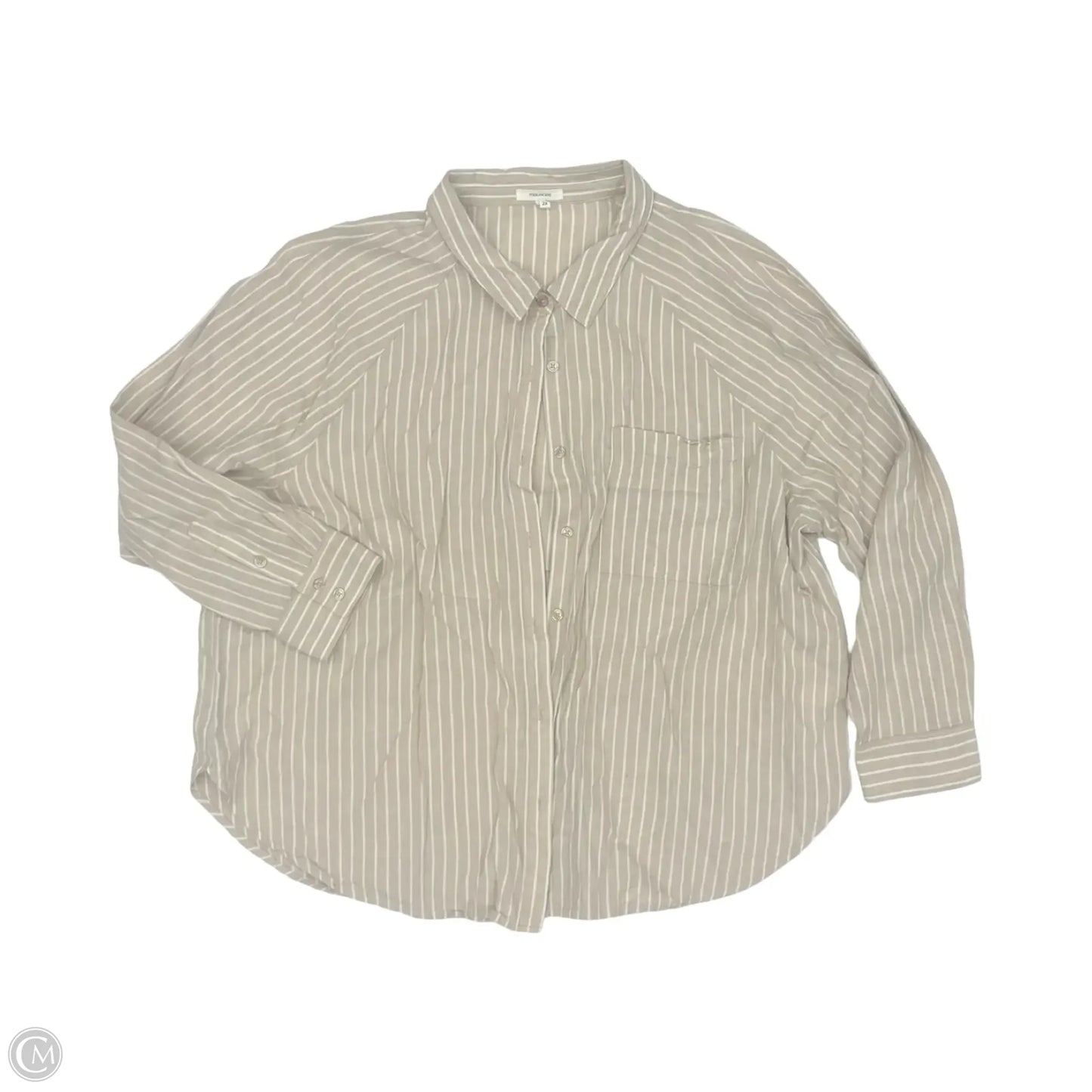 Top Long Sleeve By Maurices In Brown & Cream, Size: 2x