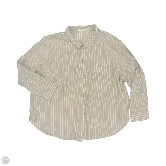 Top Long Sleeve By Maurices In Brown & Cream, Size: 2x