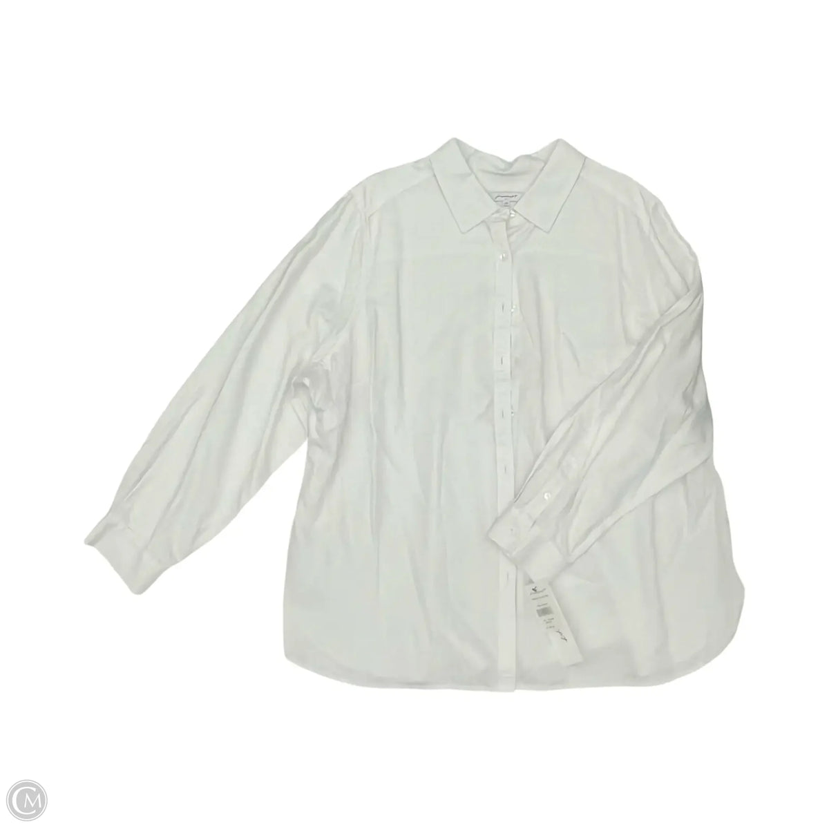 Top Long Sleeve By Foxcroft In White, Size: 2x