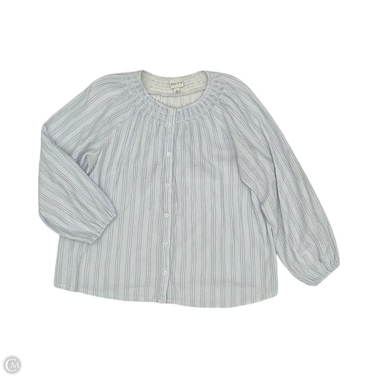 Blouse Long Sleeve By Ava & Viv In Blue & White, Size: 1x