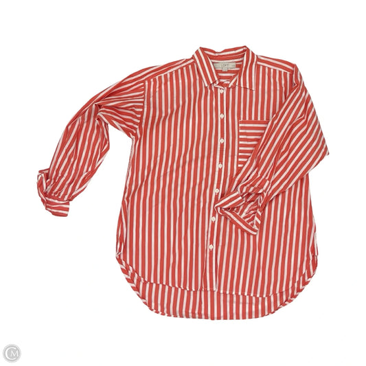Blouse Long Sleeve By Loft In Orange & White, Size: Mp