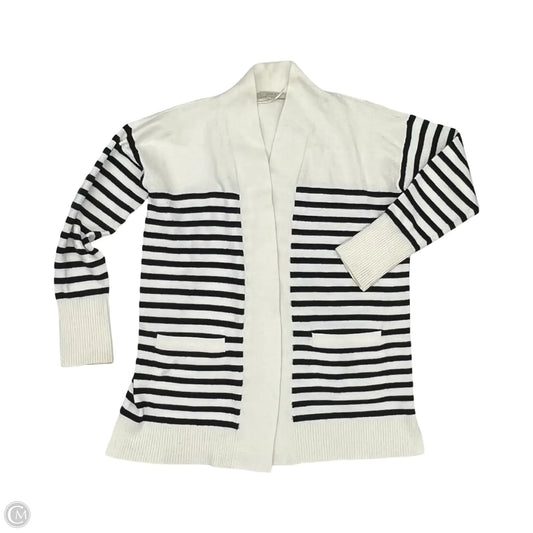 Sweater Cardigan By Loft In Blue & White, Size: S