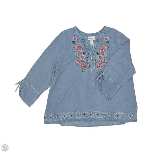 Top Long Sleeve By Alfred Dunner In Blue Denim, Size: Xl