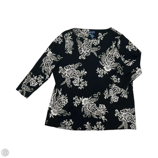 Top 3/4 Sleeve By Croft And Barrow In Black & White, Size: Xl