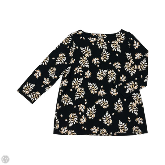 Top 3/4 Sleeve By Croft And Barrow In Black & Tan, Size: Xl