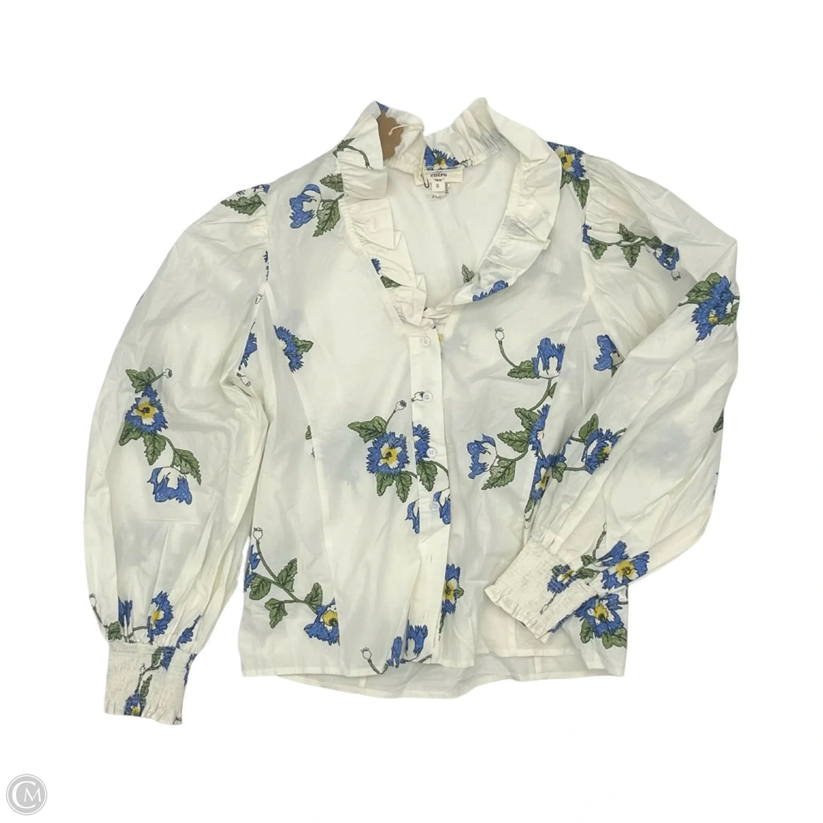 Blouse Long Sleeve By Entro In White, Size: S