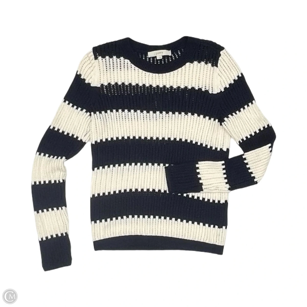 Sweater By Loft In Blue & Cream, Size: S