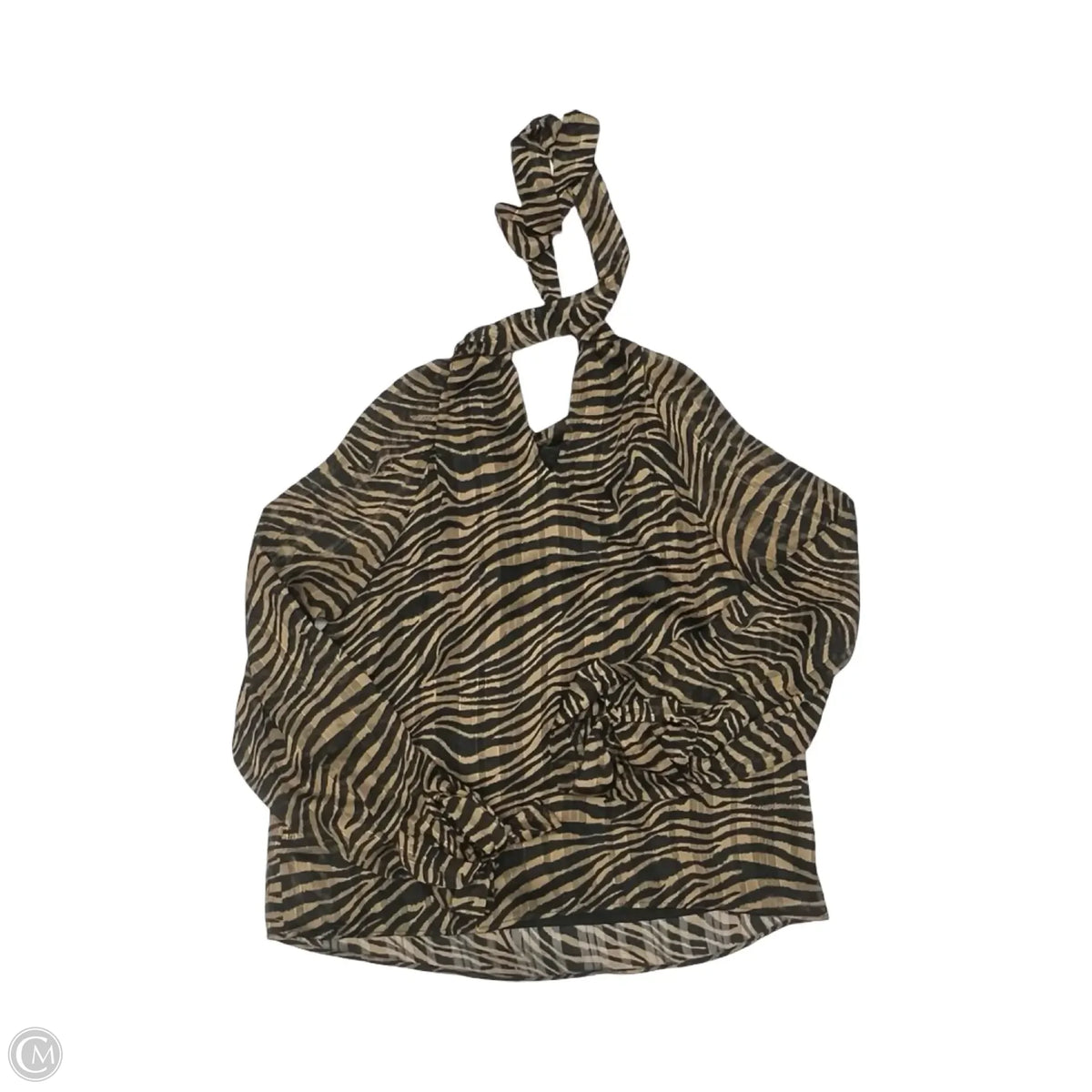 Blouse Long Sleeve By Gilli In Black & Brown, Size: M
